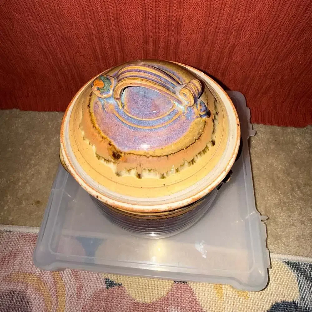 Royce Yoder Pottery - Cookie Jar: Tan/Ash - 15 Steps,